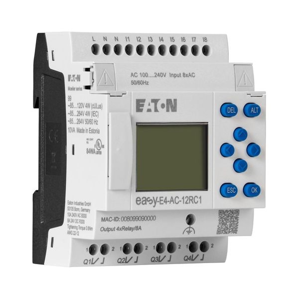 Control relays easyE4 with display (expandable, Ethernet), 100 - 240 V AC, 110 - 220 V DC (cULus: 100 - 110 V DC), Inputs Digital: 8, screw terminal image 10