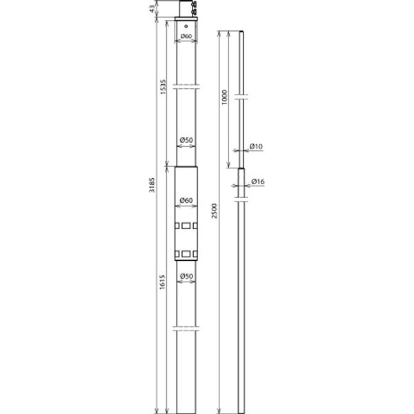 Support. tube D 50 mm L 3200mm GRP/Al w. air-term. rod D 16/10 L2.5m A image 2