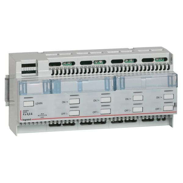 BUS DIN rail dimmer Arteor - for electronic ballasts - 4-output - 10 DIN mod image 1