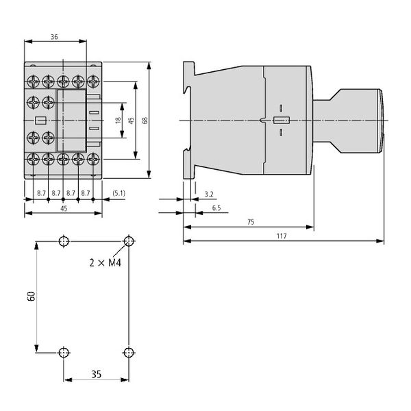 Auxiliary contact for auxiliary contacter, 4 NC image 3