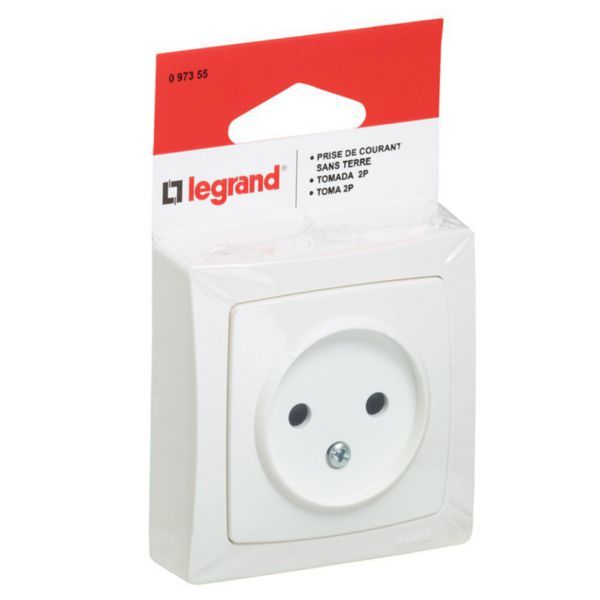 Groundless socket outlet Surface-mounted switchgear - plug-in packaging - screw terminals - White image 1