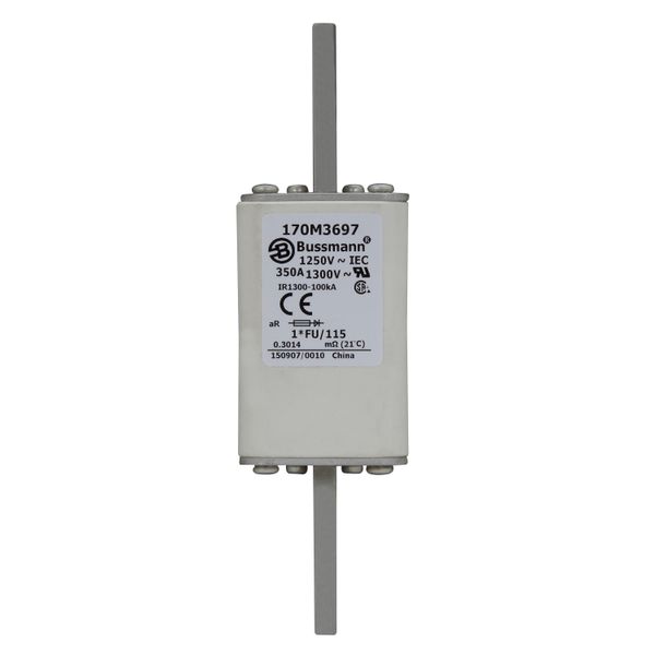 Fuse-link, high speed, 350 A, AC 1250 V, compact size 1, 45 x 45 x 156 mm, aR, IEC, UL image 14