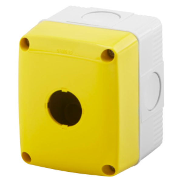 EMPTY ENCLOSURE FOR PUSH-BUTTONS, CONTROLS AND INDICATORS - 1 GANG - DIAMETER 22mm - YELLOW LID - IP66 image 1