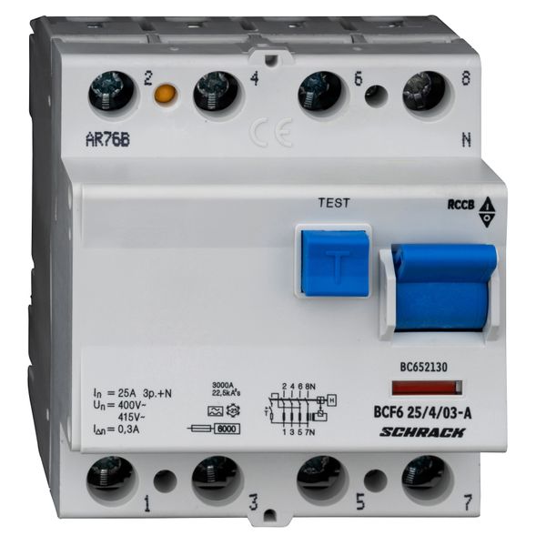 Residual current circuit breaker 25A, 4-p, 300mA, type A,6kA image 8