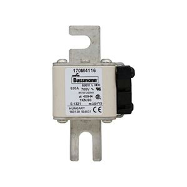 Fuse-link, high speed, 630 A, AC 690 V, DIN 1, 53 x 69 x 108 mm, aR, DIN, IEC, single indicator image 4