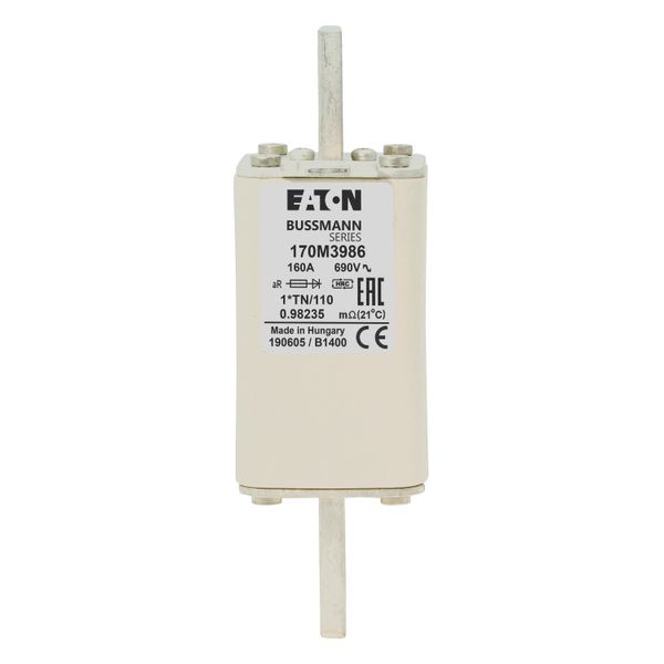 Fuse-link, high speed, 160 A, AC 1000 V, compact DIN 1, 43 x 61 x 138 mm, aR, DIN, IEC, single indicator image 8