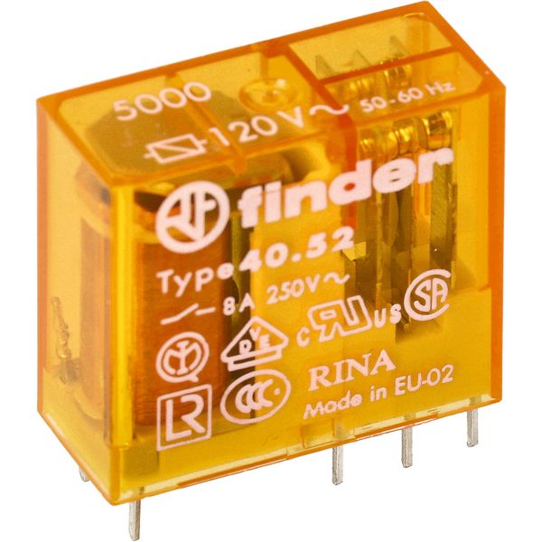 PCB/Plug-in Rel. 5mm.pinning 2CO 8A/48VAC/Agni+Au/wash tight (40.52.8.048.5001) image 3