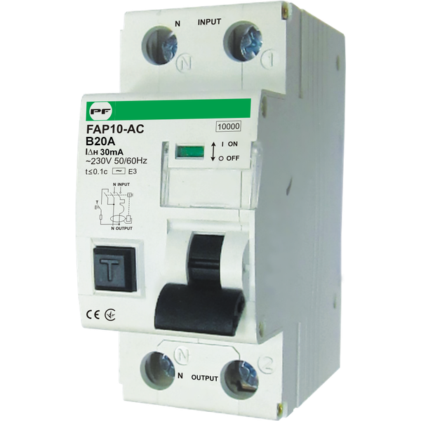 Residual current circuit breaker with over-current protection FAP1-32C ( FAP10-AC) B20A 0,03A AC-type, 10kA image 1