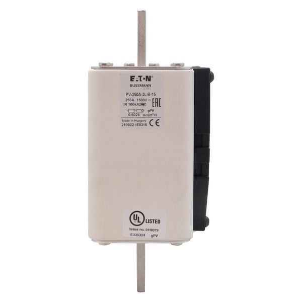 Fuse-link, high speed, 250 A, DC 1500 V, 3L, 75 x 205 mm, gPV, IEC, UL, with indicator, bolted contacts image 16