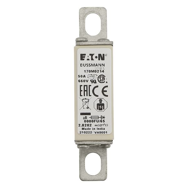 Fuse-link, high speed, 50 A, AC 660 V, size 0000, 18 x 19 x 80 mm, aR, UL image 4