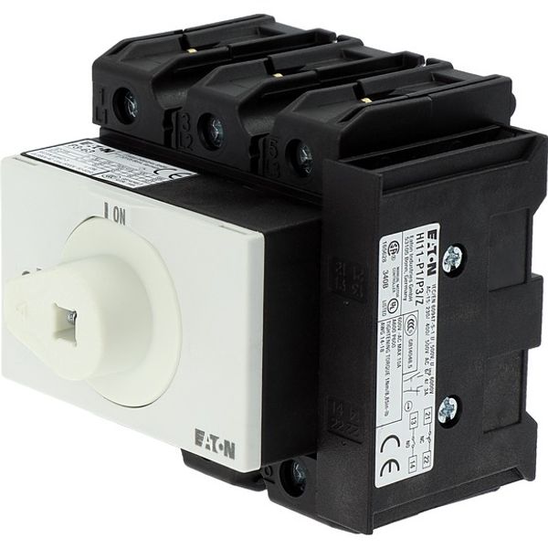 Main switch, P3, 63 A, rear mounting, 3 pole, 1 N/O, 1 N/C, STOP function, with black rotary handle and lock ring (K series), Lockable in the 0 (Off) image 4