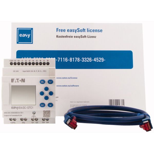 Starter package consisting of EASY-E4-DC-12TC1, patch cable and software license for easySoft image 2