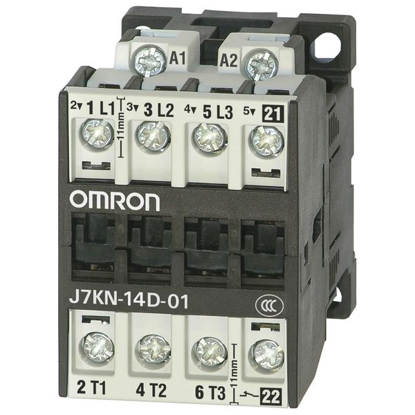 Contactor, 3-pole, 5.5 kW; 14 A AC3 (380-415 VAC) + 1 NC aux., 110 VAC image 1