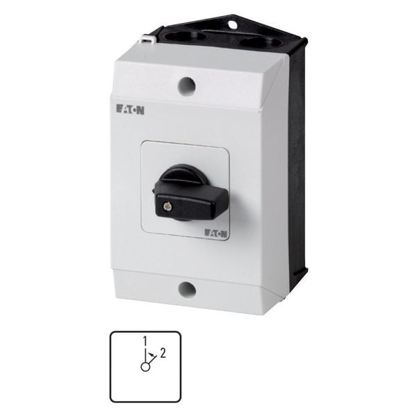 Changeover switches, T0, 20 A, surface mounting, 1 contact unit(s), Contacts: 2, 45 °, momentary, Without 0 (Off) position, With spring-return to 1, 1 image 2