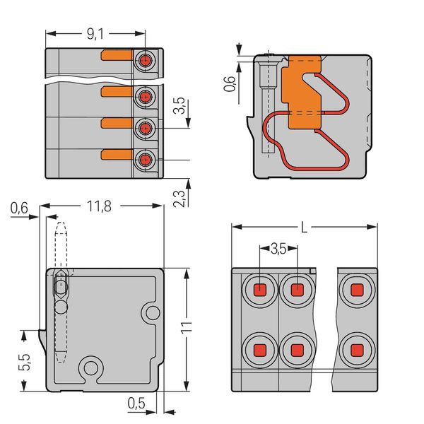 252-306 2-conductor female connector; push-button; PUSH WIRE® image 4