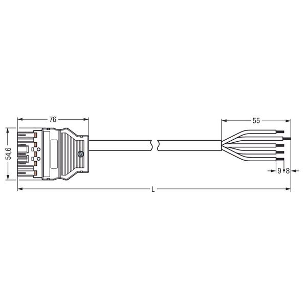 pre-assembled connecting cable;Eca;Plug/open-ended;dark gray image 2