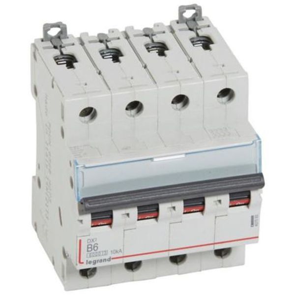 DX³6000 10kA high inlet and low outlet screw circuit breaker 4P 400V~ - 6A - curve B - 4 modules image 1