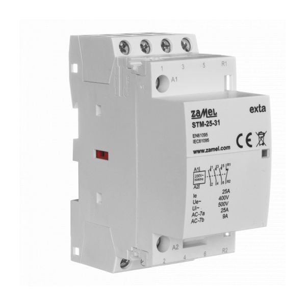 MODULAR INSTALLATION CONTACTOR (ELECTROMAGNETIC) 25A, 3XNO + 1XNC, 230V AC, TYPE:STM-25-31 image 1