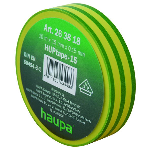 Electrical insulation tape 15 mm x 20 m green/yellow image 2