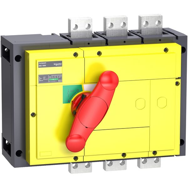 switch disconnector, Compact INS1000, 1000A, with red rotary handle and yellow front, 3 poles image 4