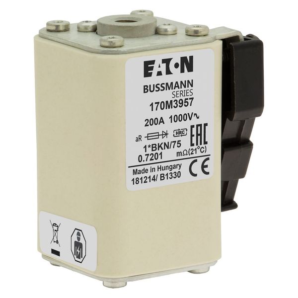 Fuse-link, high speed, 200 A, AC 1000 V, compact size 1, 43 x 61 x 74 mm, aR, IEC, UL, single indicator image 18