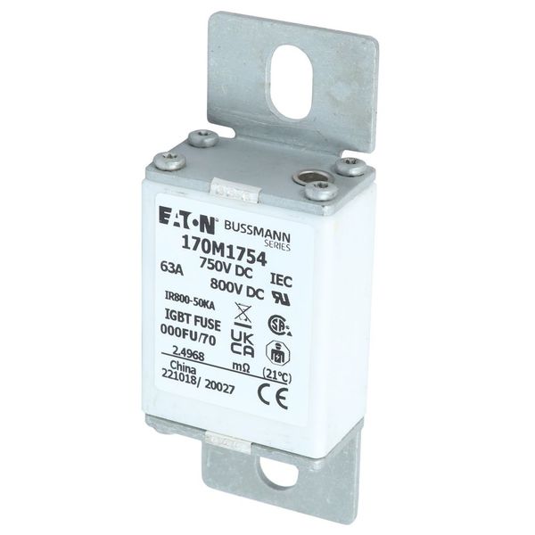 Fuse-link, high speed, 63A, DC 750 V, size 000, 24 x 36 x 96 mm, aR, IEC, UL image 19