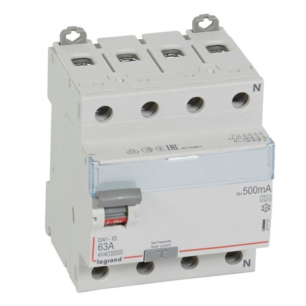 RCD DX³-ID - 4P - 400 V~ neutral right hand side - 63 A - 500 mA - A type image 1