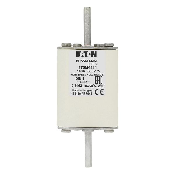 Fuse-link, high speed, 160 A, AC 690 V, DIN 1, 52 x 66 x 135 mm, gR, DIN, IEC, single indicator image 16