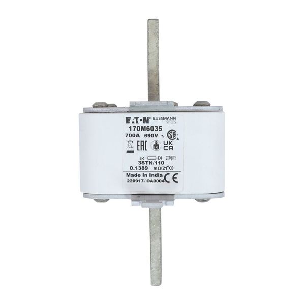 Fuse-link, high speed, 700 A, AC 690 V, size 3, 76 x 90 x 141 mm, aR, IEC, single indicator image 18