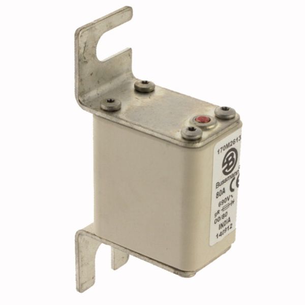 Fuse-link, high speed, 80 A, AC 690 V, DIN 00, 30 x 51 x 100 mm, gR, DIN, IEC, single indicator image 4