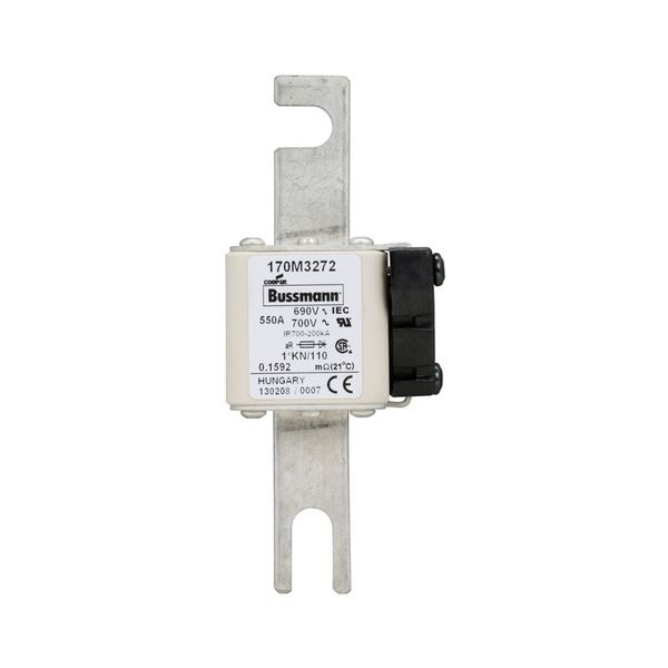 Fuse-link, high speed, 550 A, AC 690 V, compact DIN 1, 45 x 58 x 134 mm, aR, DIN, IEC, type K indicator, 110 mm centres image 5