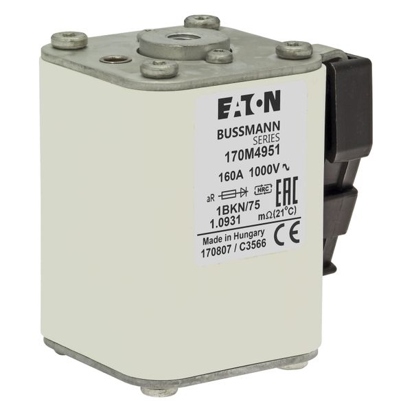 Fuse-link, high speed, 160 A, AC 1000 V, size 1, 52 x 69 x 74 mm, aR, IEC, UL, single indicator image 22