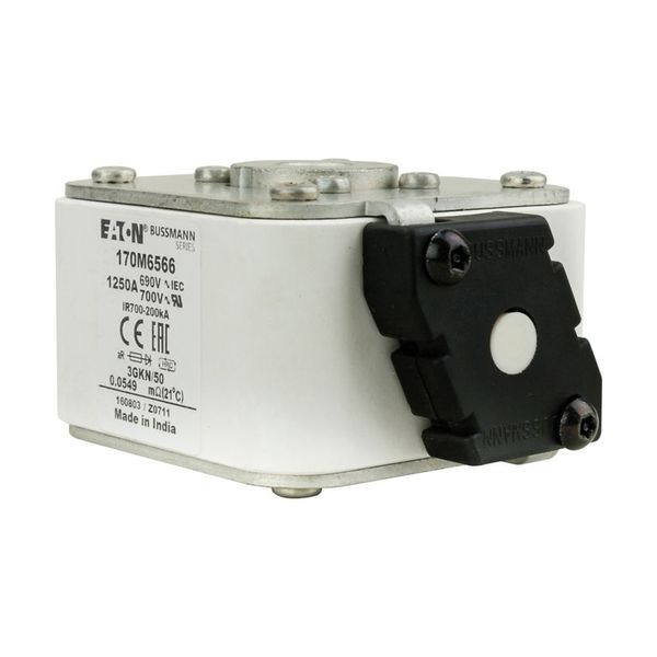 Fuse-link, high speed, 1250 A, AC 690 V, size 3, 76 x 92 x 53 mm, aR, IEC, UL, type K indicator image 8