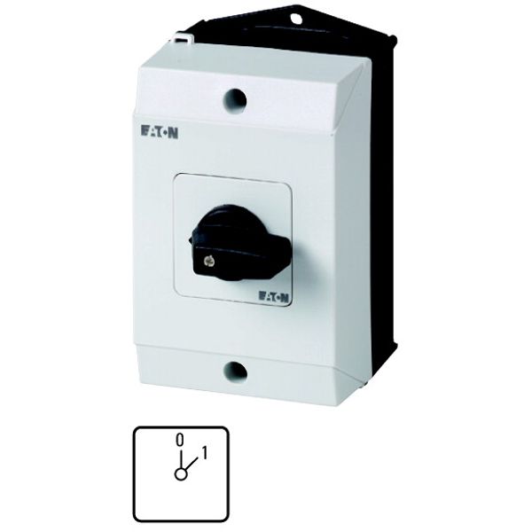 ON-OFF switches, T0, 20 A, surface mounting, 1 contact unit(s), Contacts: 1, 45 °, maintained, With 0 (Off) position, 0-1, Design number 15401 image 1