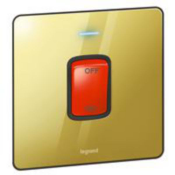 Synergy Sleek 45A Double Pole Control Switch with Red Rocker and LED Power Indicator Gold image 1