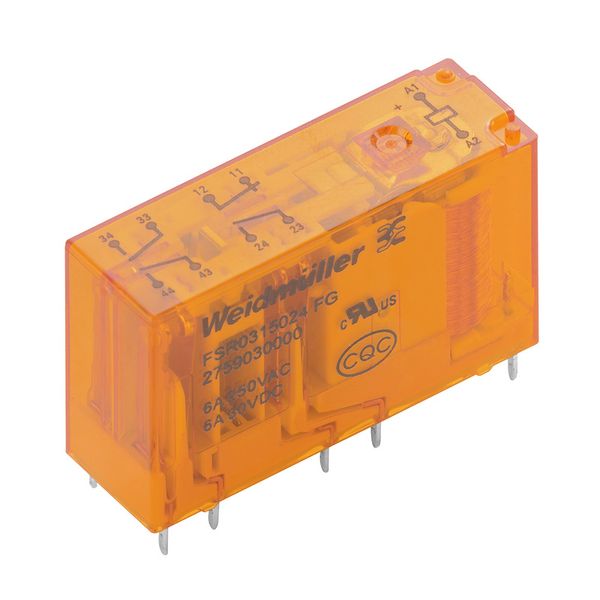 Miniature industrial relay, 24 V DC ±10 %, No, 1 NC and 3 NO contacts  image 1