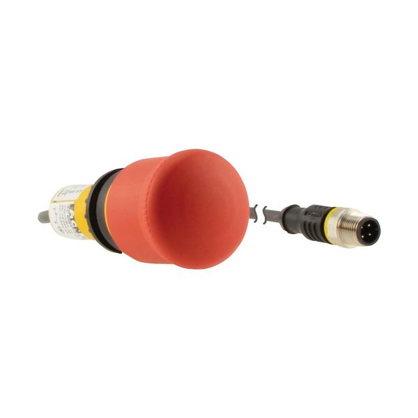 Emergency stop/emergency switching off button, classic, mushroom, 38mm, pull release, 2 N/C, cable (black) with m12a plug, 4p, 0.2m image 5