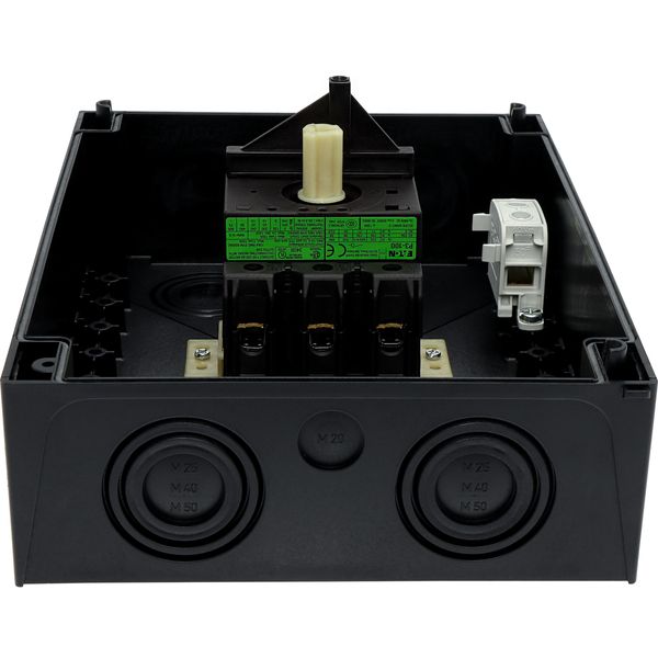 Main switch, P3, 100 A, surface mounting, 3 pole, STOP function, With black rotary handle and locking ring, Lockable in the 0 (Off) position image 47