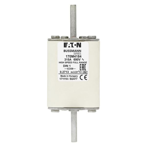 Fuse-link, high speed, 315 A, AC 690 V, DIN 1, 52 x 66 x 135 mm, gR, DIN, IEC, single indicator image 7