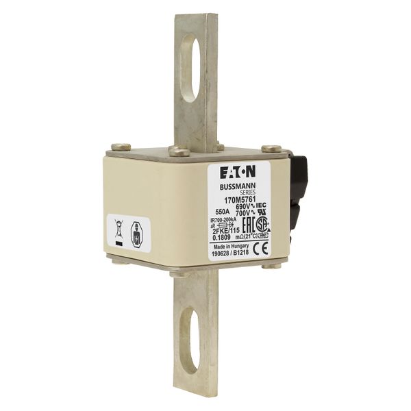 Fuse-link, high speed, 550 A, AC 690 V, size 2, 61 x 77 x 135 mm, aR, IEC, UL, single indicator image 24