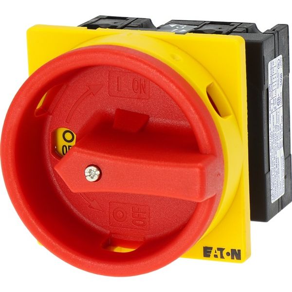 Main switch, T3, 32 A, flush mounting, 1 contact unit(s), 2 pole, Emergency switching off function, With red rotary handle and yellow locking ring, Lo image 5