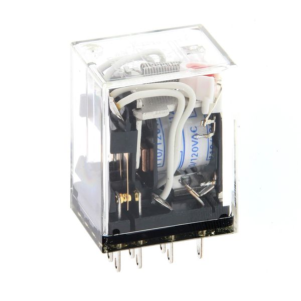 Relay, plug-in, 14-pin, 4PDT, 1 A, plastic sealed model, with indicato image 2