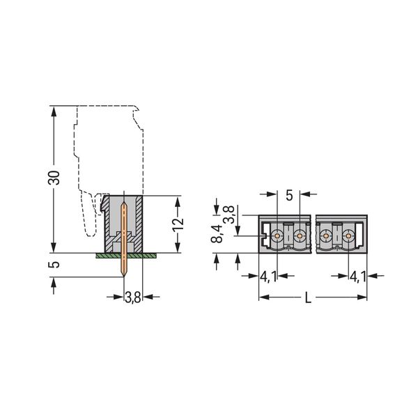 THT male header 1.2 x 1.2 mm solder pin straight gray image 2