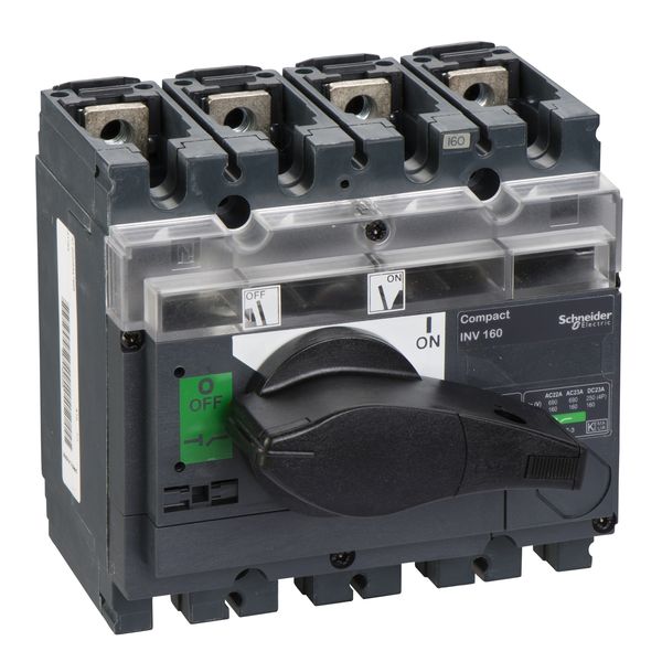 switch disconnector, Compact INV160, visible break, 160 A, standard version with black rotary handle, 4 poles image 3