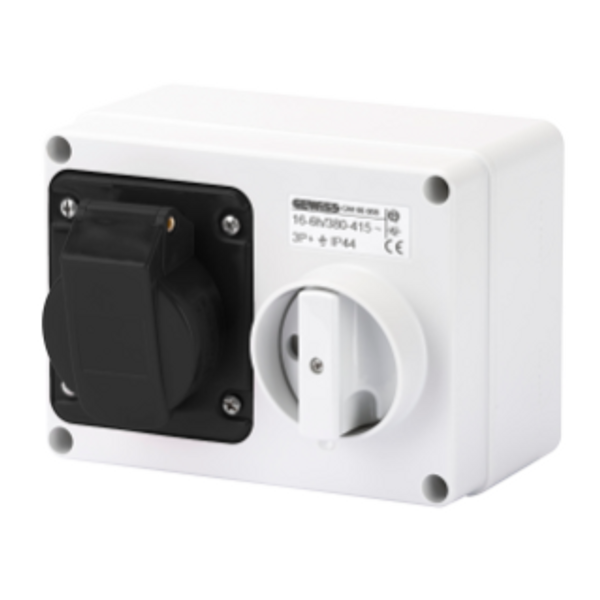 FIXED INTERLOCKED HORIZONTAL SOCKET-OUTLET - WITH BOTTOM - WITHOUT FUSE-HOLDER BASE - 3P+N+E 16A 480-500V - 50/60HZ 7H - IP44 image 1