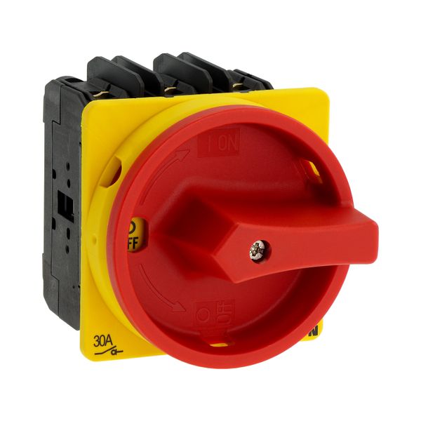 Main switch, P3, 30 A, flush mounting, 3 pole, With red rotary handle and yellow locking ring, Lockable in the 0 (Off) position, UL/CSA image 18