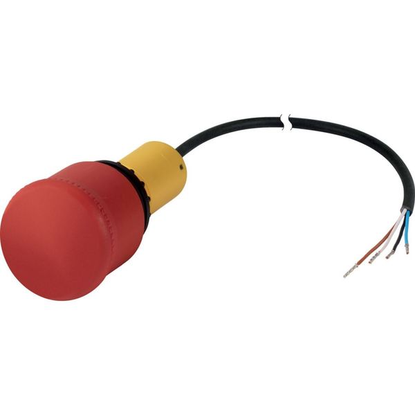 Emergency stop/emergency switching off pushbutton, Mushroom-shaped, 38 mm, Pull-to-release function, 1 NC, 1 N/O, Cable (black) with non-terminated en image 3