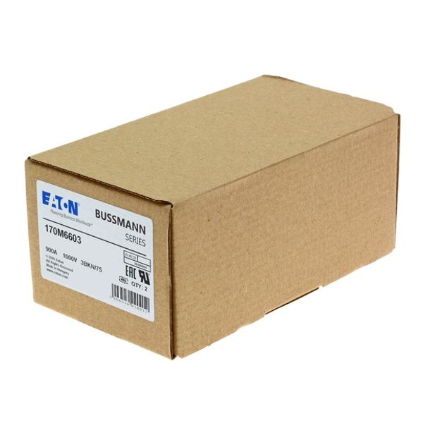 Fuse-link, high speed, 900 A, AC 1000 V, size 3, 76 x 92 x 75 mm, aR, IEC, single indicator image 14