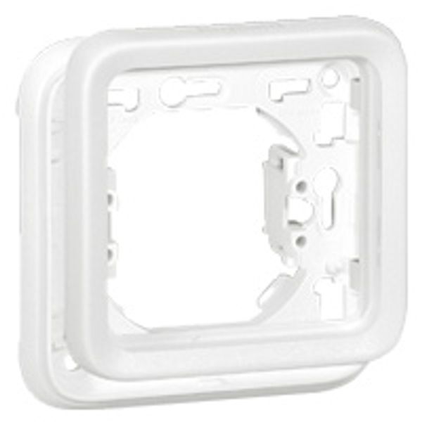 Plate support Plexo IP55 antibacterial - 1 gang - modular - Artic white image 1