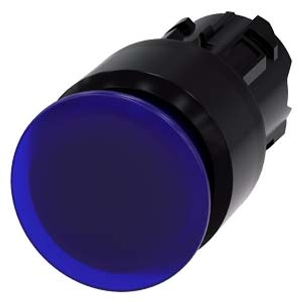 Illuminated mushroom pushbutton, 22 mm, round, plastic, blue, 30 mm, latching, 3SU1001-1AA50-0AA0-Z Y19 image 2